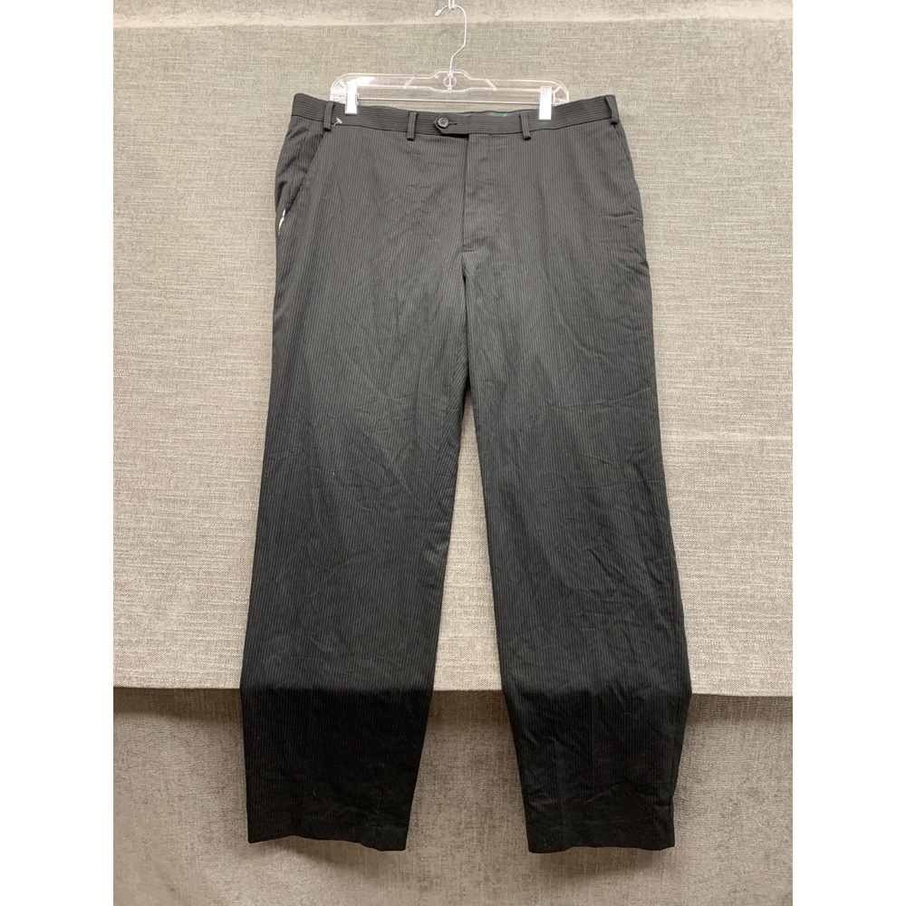 Chaps By Ralph Lauren Dress Pants Mens 38X32 Black Pinstripe Mid Rise Business